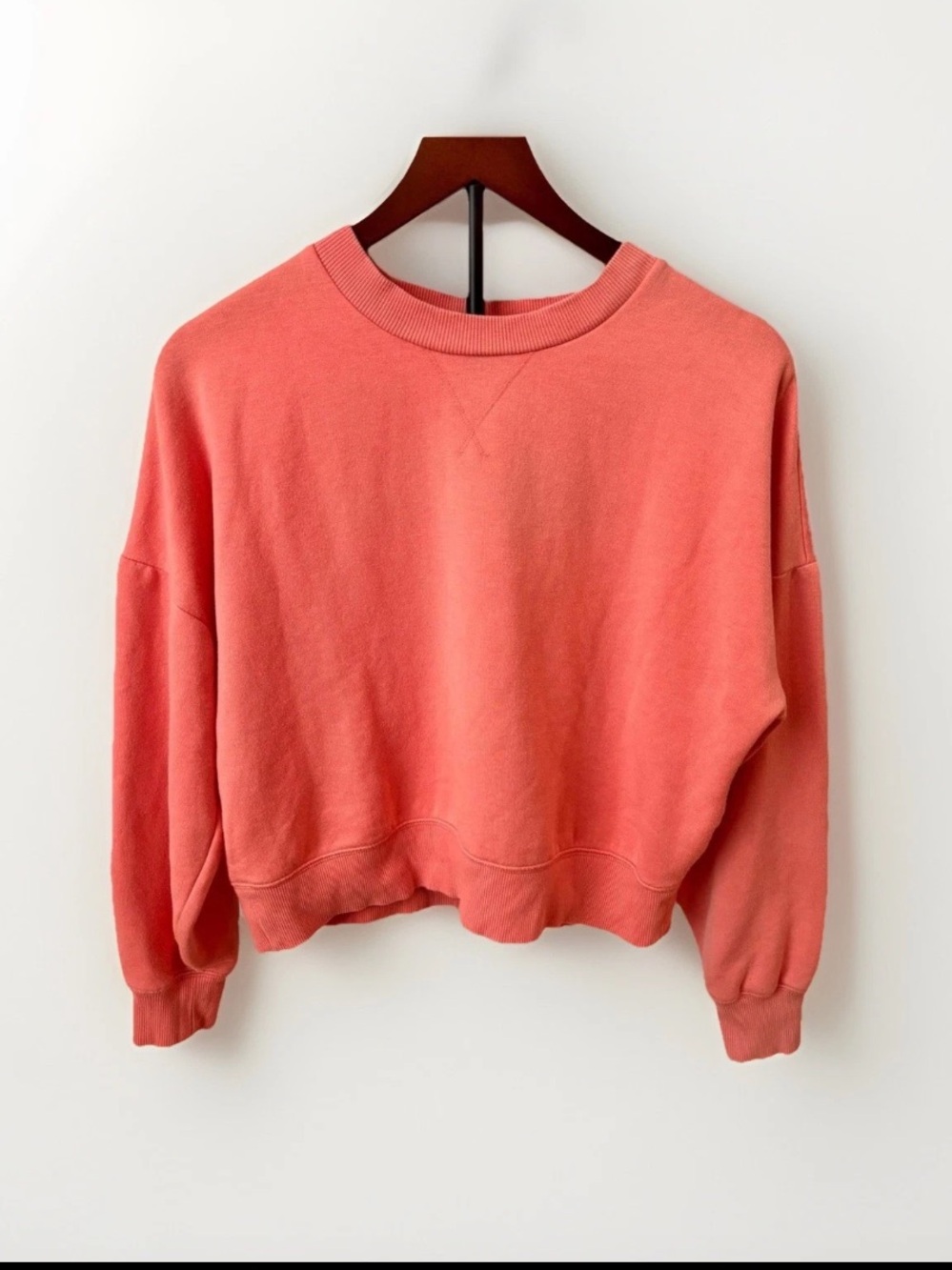CALIA Cropped Sweatshirt Small Coral Pink Crewneck Athleisure Cozy Soft